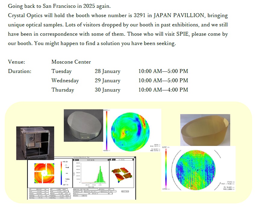 Photonics West 2025 List of Announcements Crystal Optics Incorporated